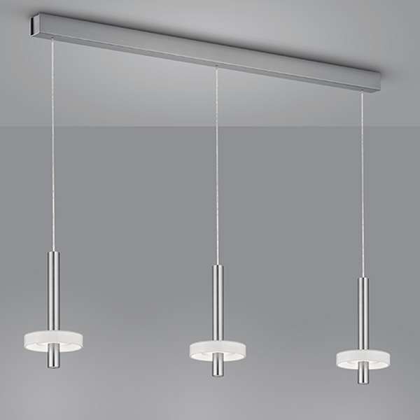 Helestra Kea LED Pendelleuchte, 3-flg.Nickel matt / Opalglas