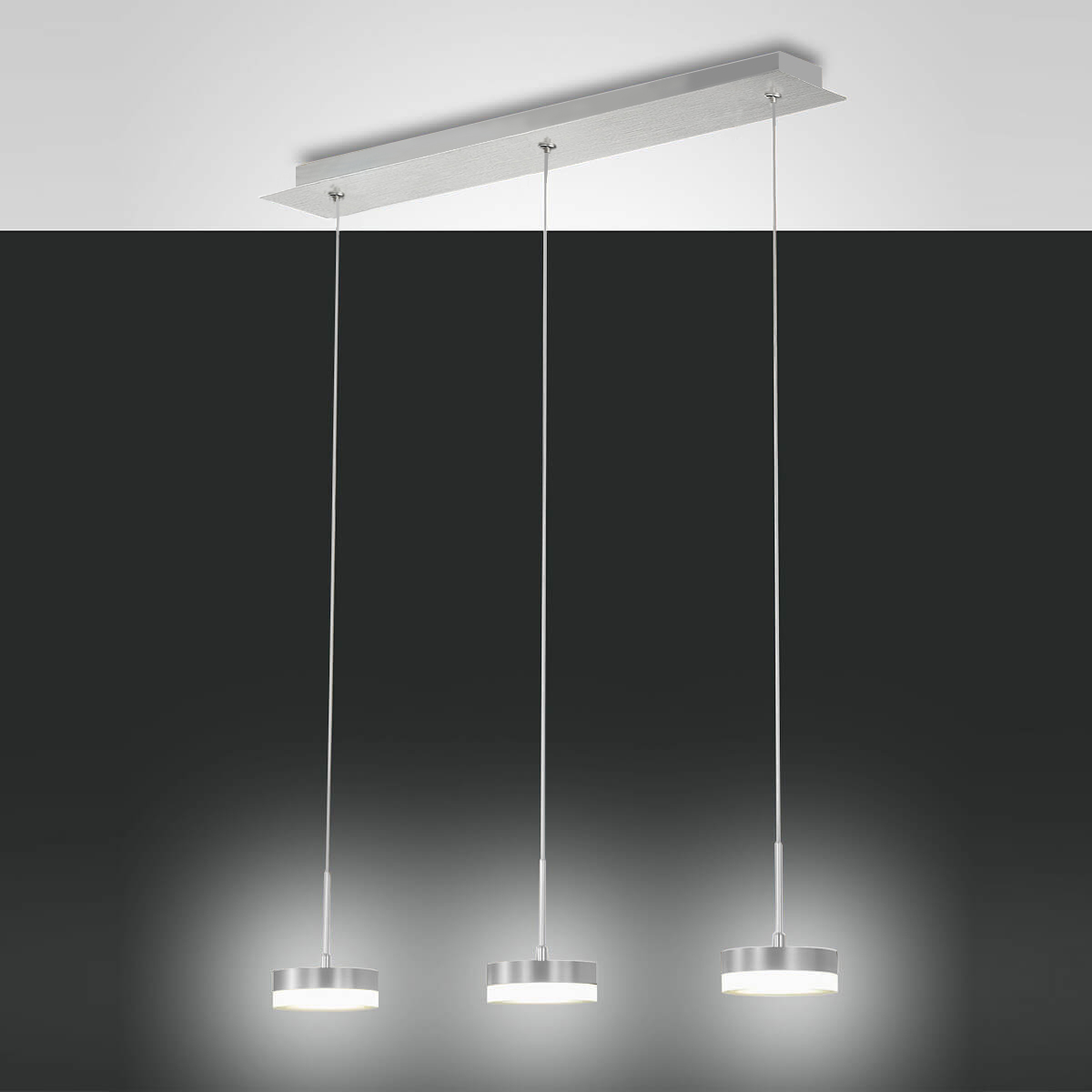 Fabas Luce Dunk LED Pendelleuchte, 3-flg.Aluminium gebürstet