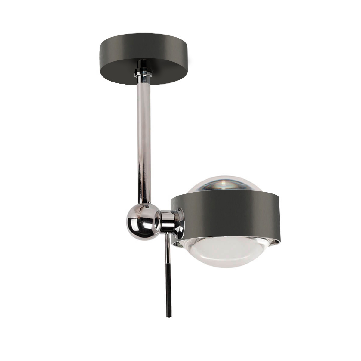 Top Light Puk Mini Side Single Ceiling Deckenleuchte, 10 cm, Gehäuse, Auslaufmodellanthrazitgrau lackiert / Chrom