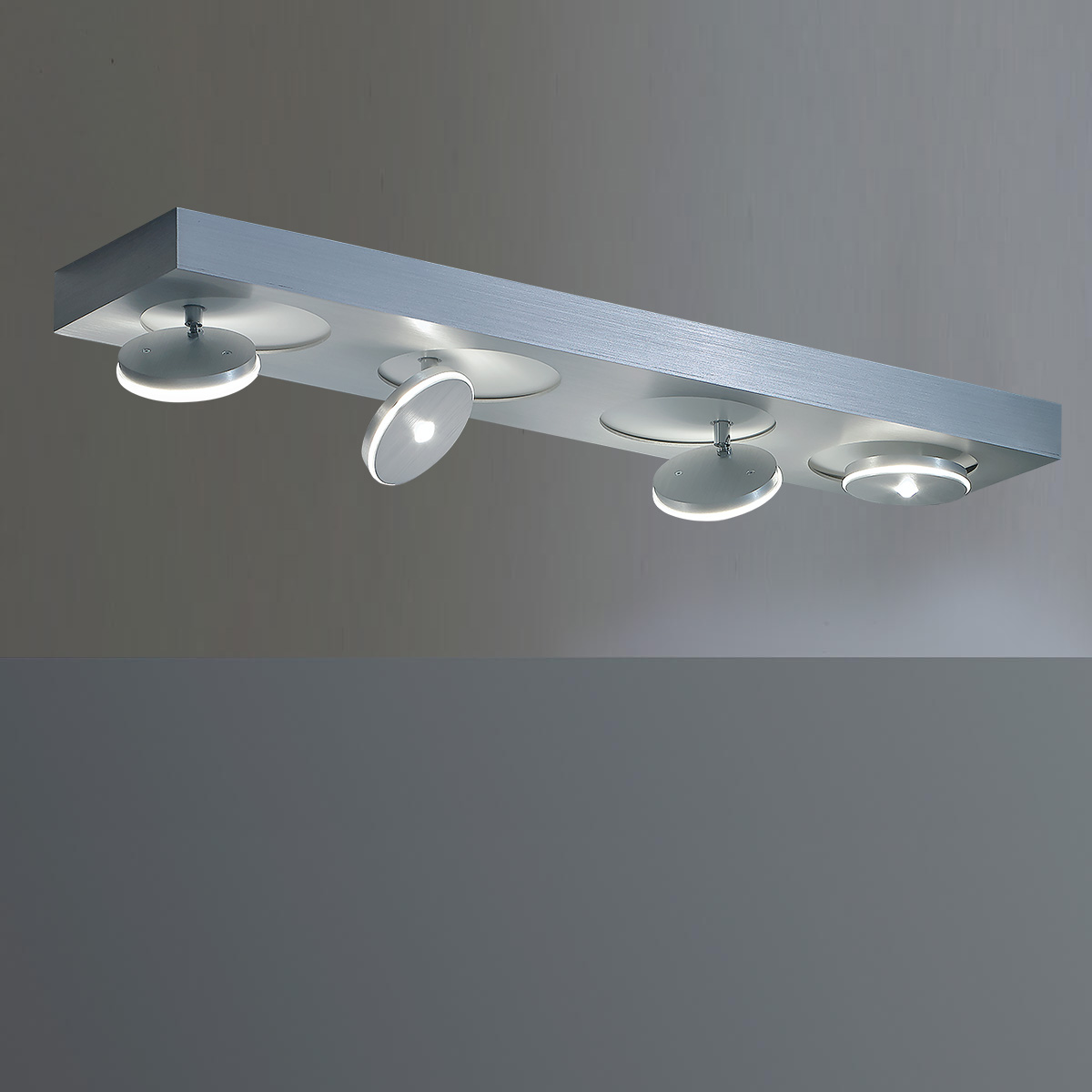 Escale Spot It LED Deckenleuchte, rechteckig4-flg., Aluminium geschliffen