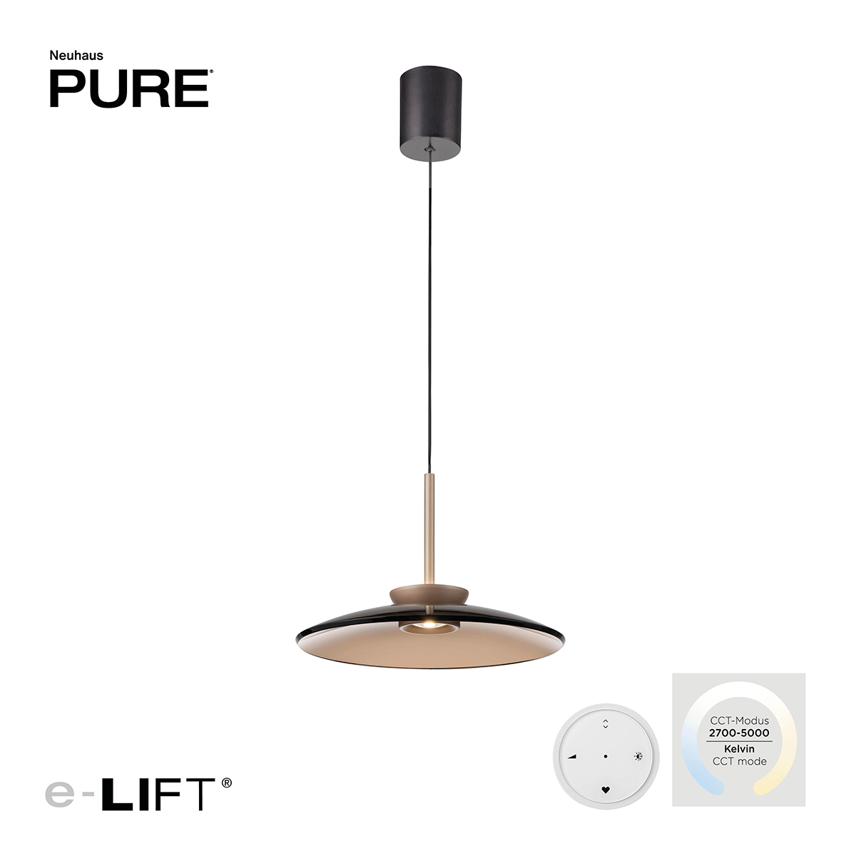 PURE E-Moon LED Pendelleuchte mit e-LIFT und CCT