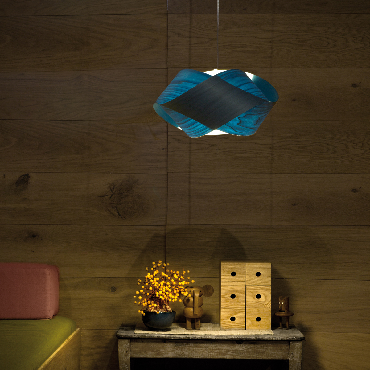 LZF Lamps Nut Pendelleuchte, Kabel: transparent, blau