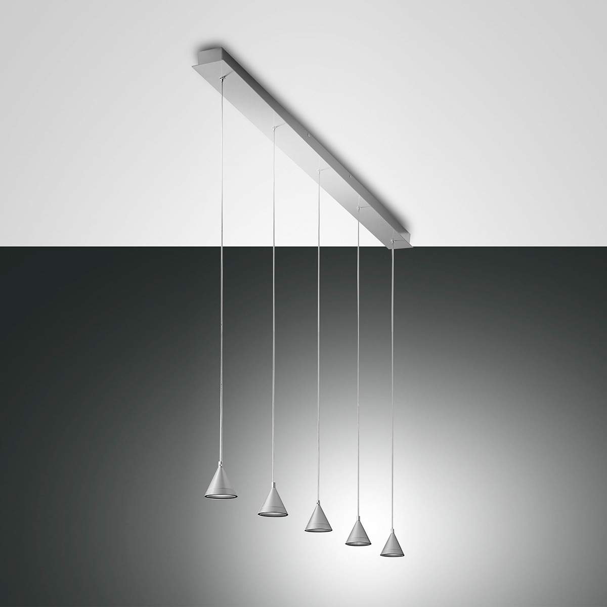 Fabas Luce Delta LED Pendelleuchte, 5-flg.Aluminium satiniert