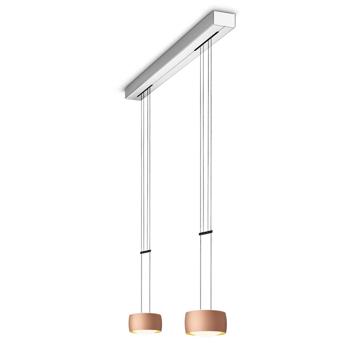 Oligo Grace LED Pendelleuchte, 2-flg.Satin copper