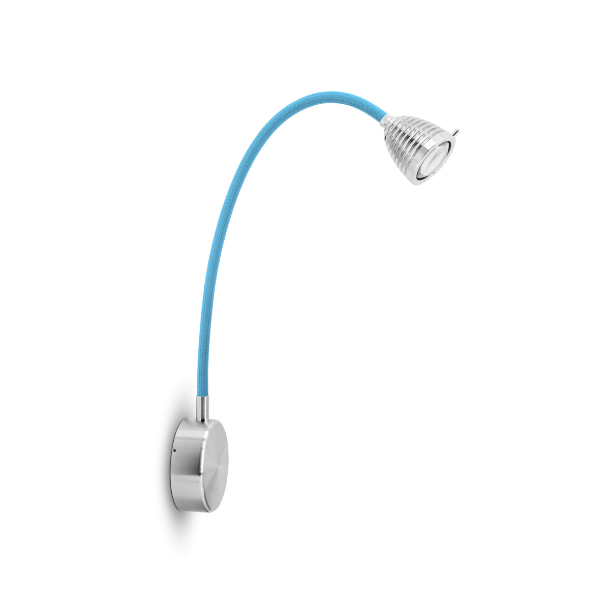 less'n'more Athene LED Wandleuchte, mit Tastdimmer, Flexwelle: langFlexwelle: Textil blau