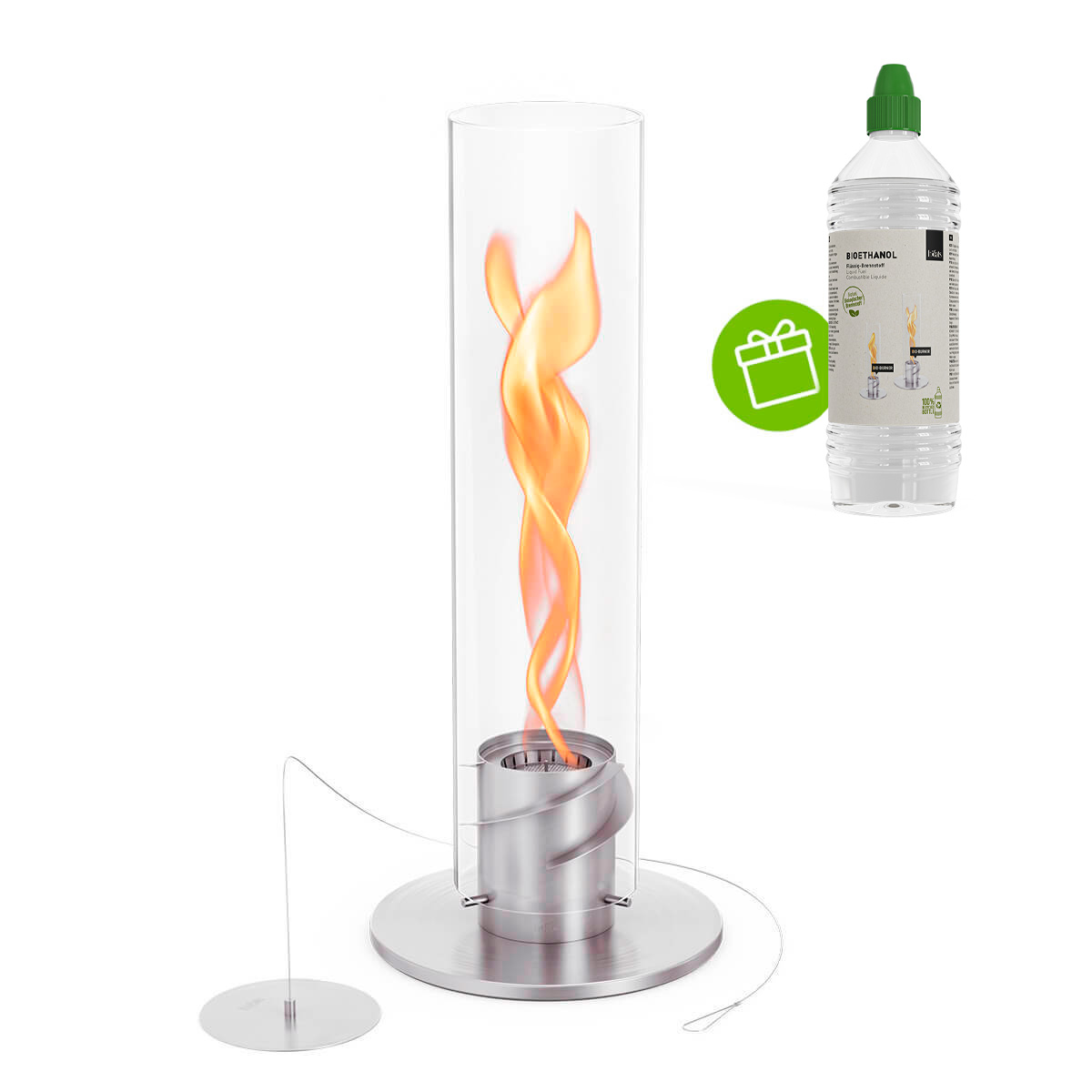 Spin 1200 Tischfeuer & Windlicht, inkl. Bioethanol Flüssig-Brennstoff