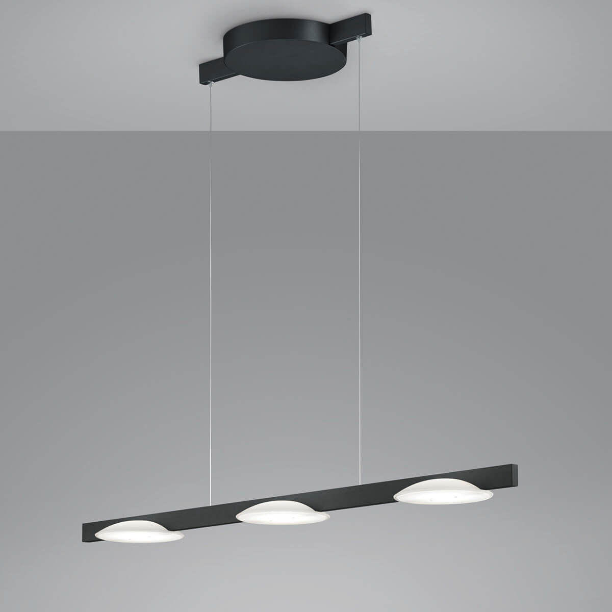 Helestra Pole LED Pendelleuchte3-flg., schwarz matt