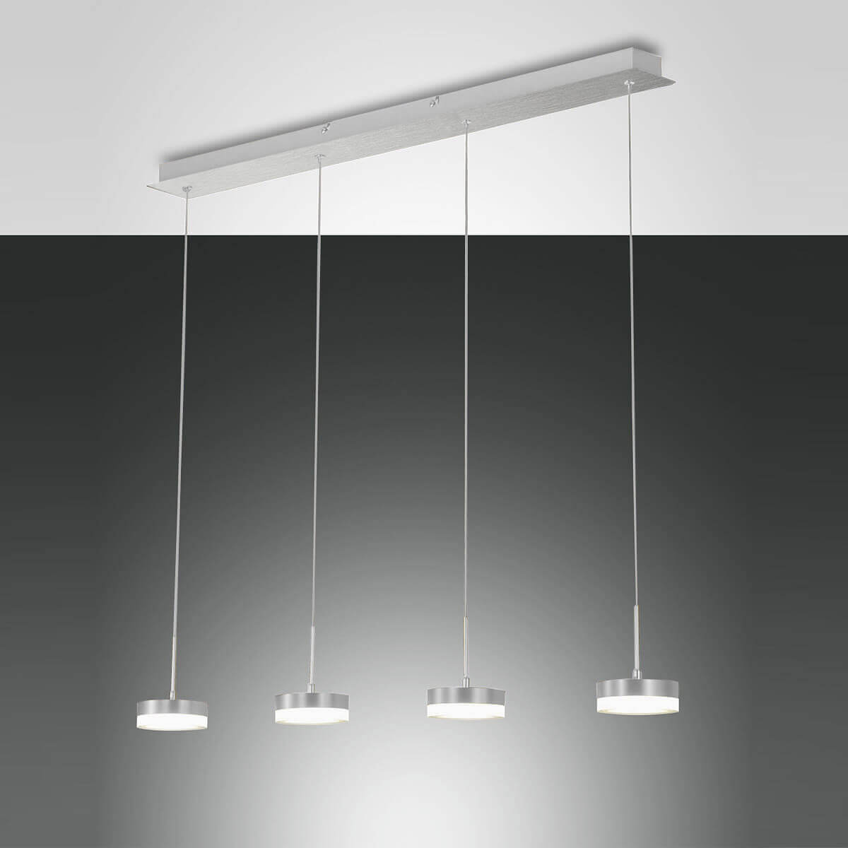 Fabas Luce Dunk LED Pendelleuchte, 4-flg.Aluminium gebürstet