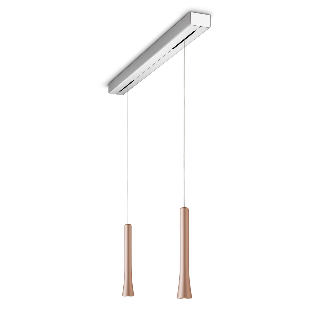 Oligo Rio LED Pendelleuchte, 2-flg.Satin copper