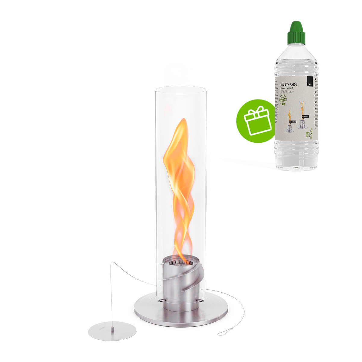 Spin 900 Tischfeuer & Windlicht, inkl. Bioethanol Flüssig-Brennstoff