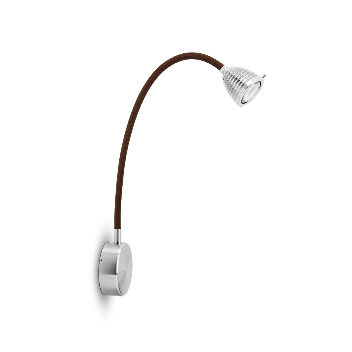 less'n'more Athene LED Wandleuchte, mit Tastdimmer, Flexwelle: langFlexwelle: Textil braun