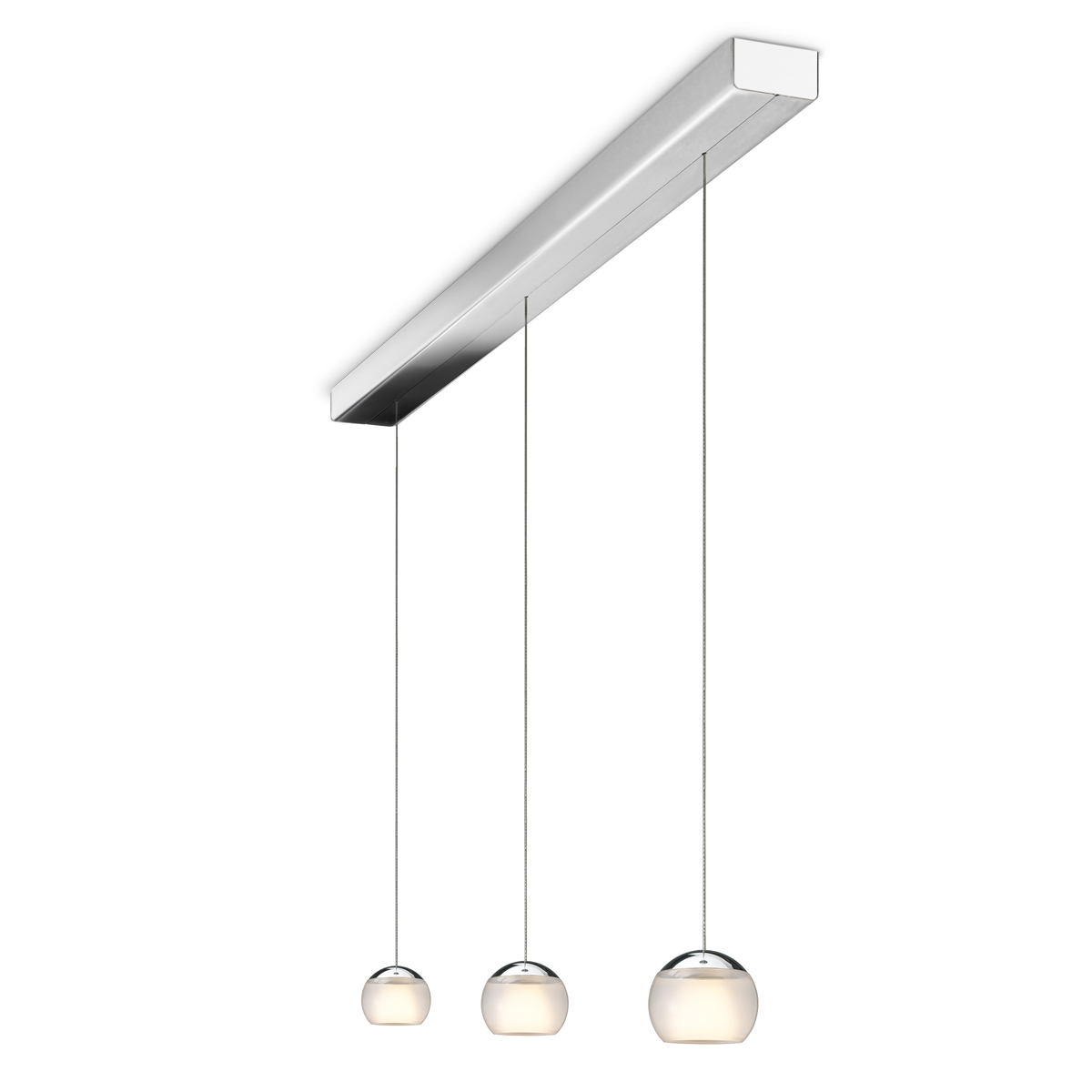 Balino LED Pendelleuchte, 3-flg., unsichtbare Höhenverstellung, Baldachin: Chrom