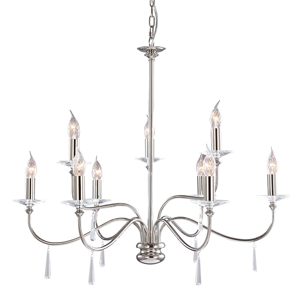 Elstead Lighting Finsbury Park Kronleuchter, 9-flg.Nickel poliert