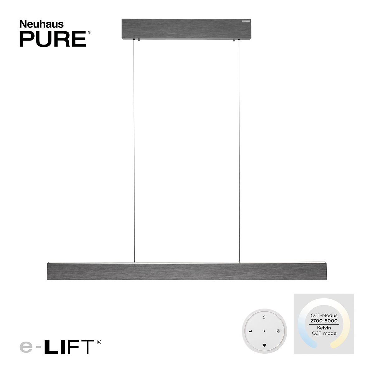 PURE E-Motion LED Pendelleuchte mit e-LIFT und CCT