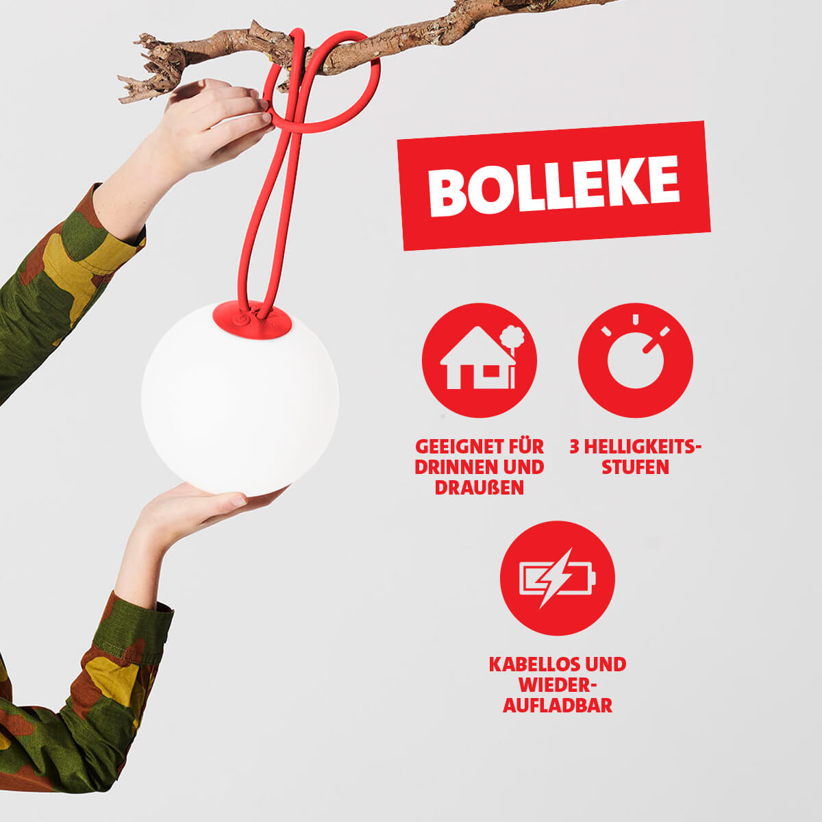 Fatboy Bolleke LED Akkupendelleuchte, rot