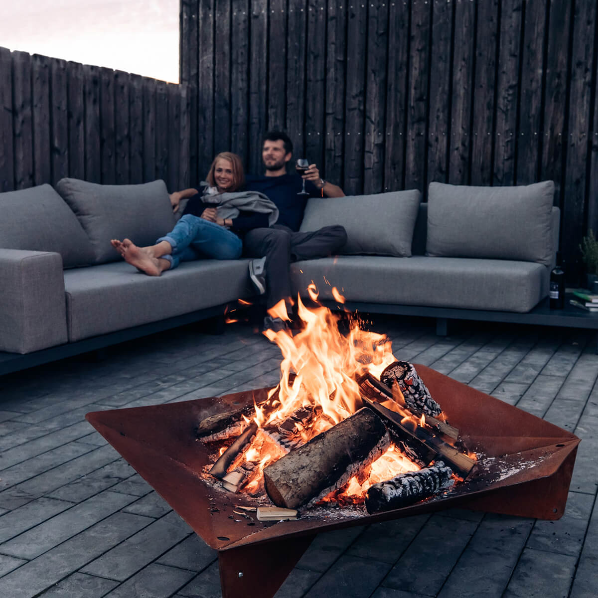 Höfats Triple Feuerschale & Grill, Ø: 120 cm, Corten-Stahl