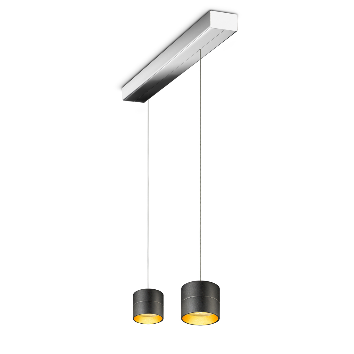 Tudor S LED Pendelleuchte, 2-flg., TW, unsichtbare Höhenverstellung, Baldachin: Chrom