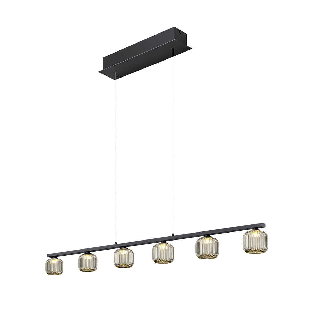 HELL Loft LED Pendelleuchte, 6-flg.schwarz / Rauchglas