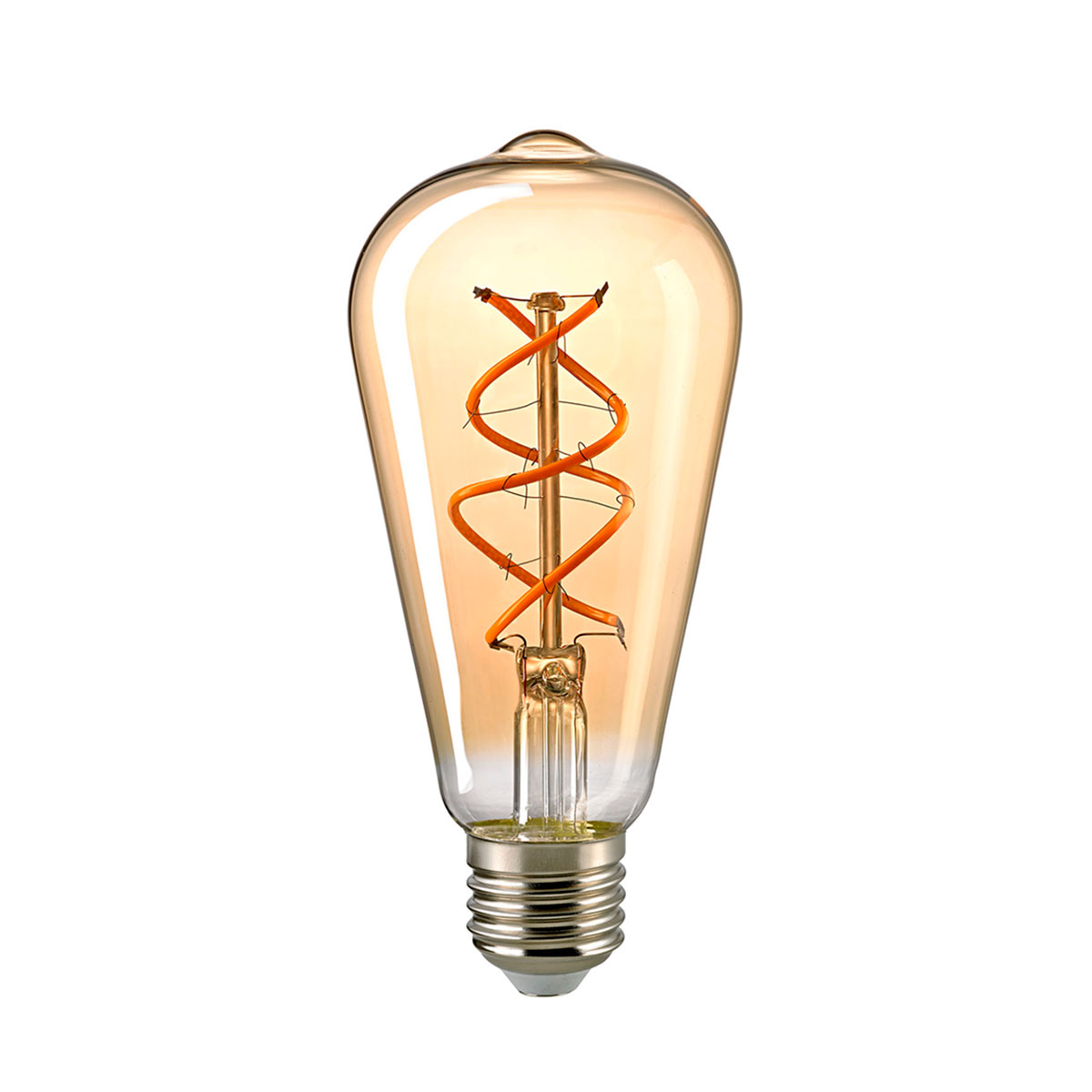 LED Filament Edison Lampe Rustika Curved E27 Gold, 4,5 W, 1800 K, dimmbar