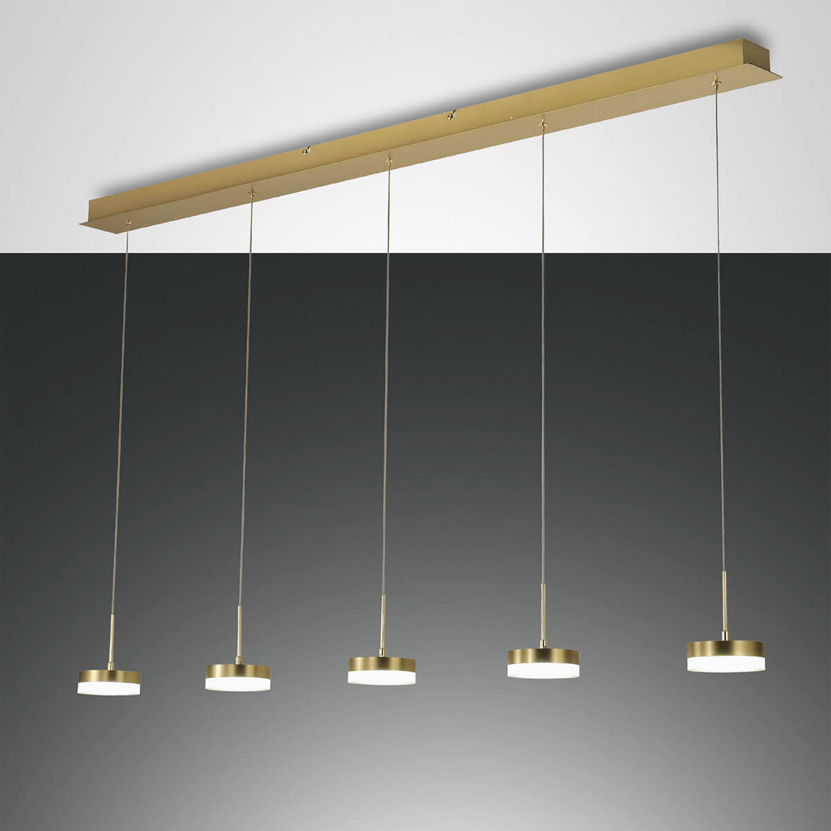 Fabas Luce Dunk LED Pendelleuchte, 5-flg.Aluminium gebürstet