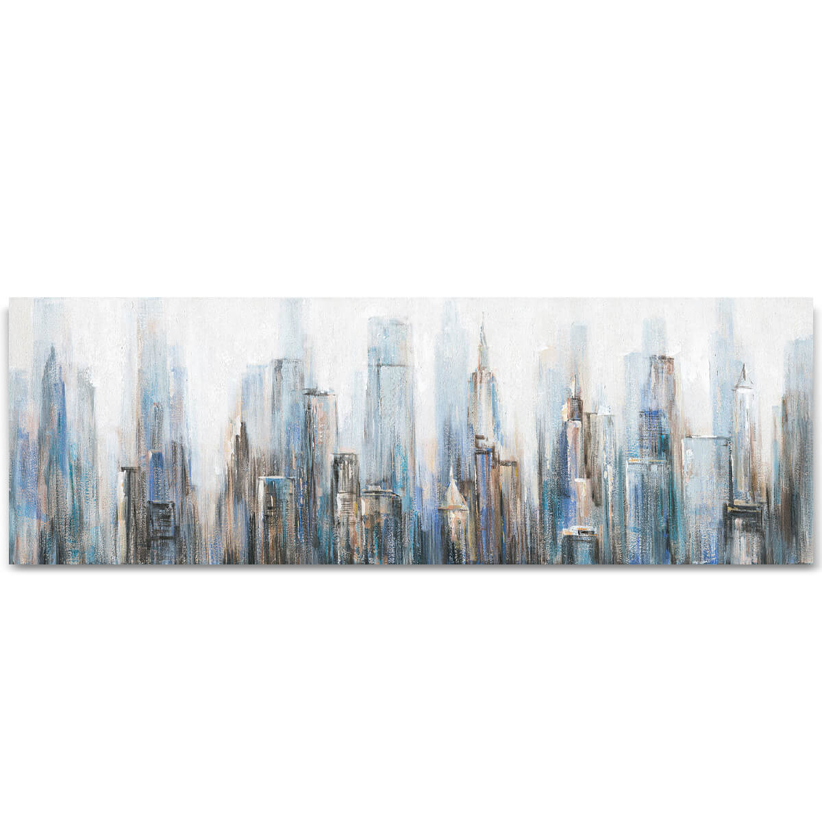 Ölbild Skyline New York blau, 50 x 150 cm