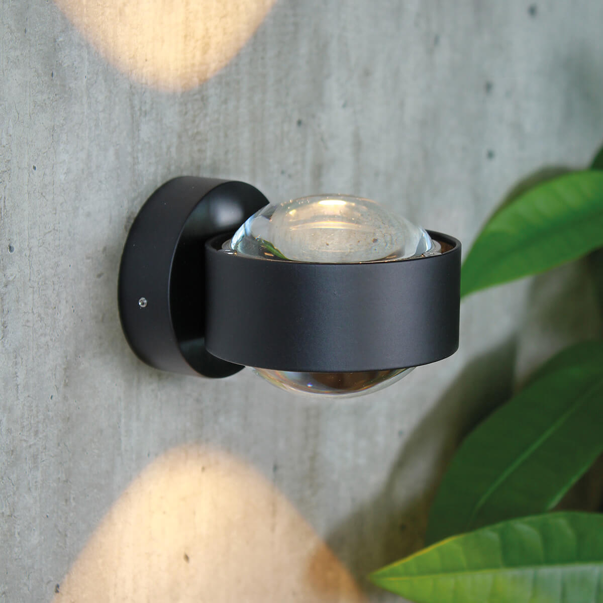 Top Light Puk Mini Wall LED Wandleuchte, schwarz matt (Black Edition), mit Linse klar / Linse klar