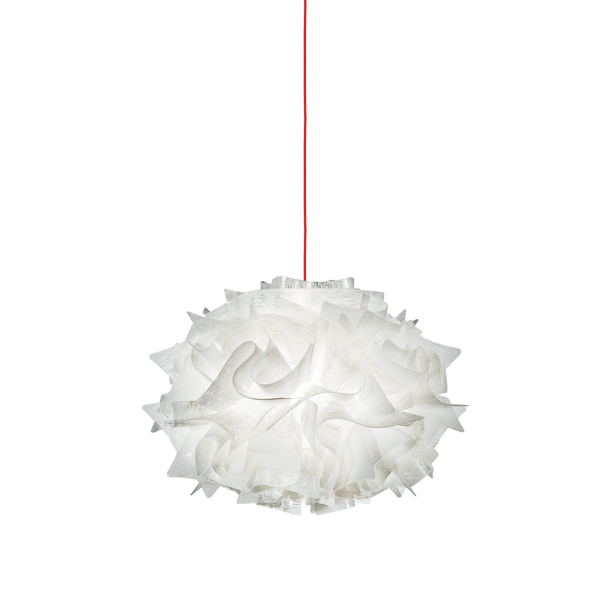 Slamp Veli Mini Single Couture SuspensionTextilkabel: rot, weiß dekoriert