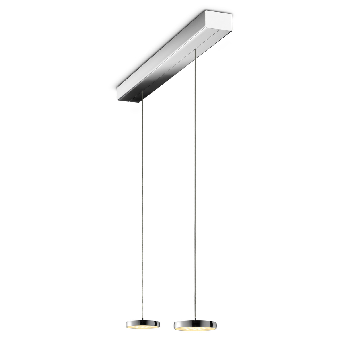 Decent LED Pendelleuchte, 2-flg., TW, unsichtbare Höhenverstellung, Baldachin: Chrom