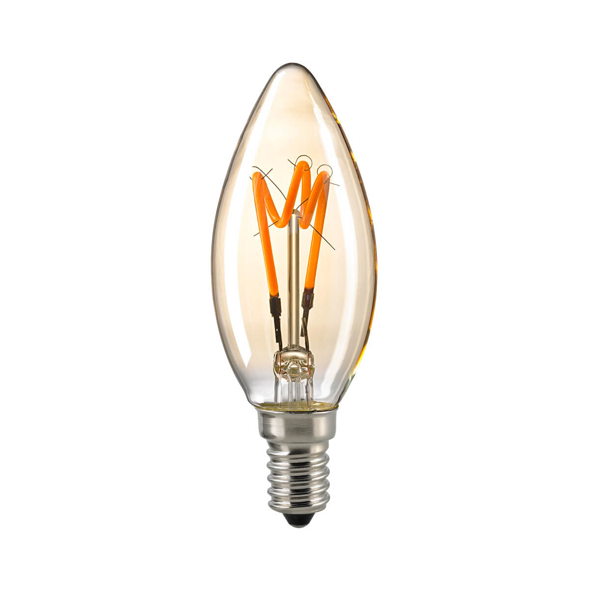 LED Filament Kerze Curved E14 Gold, 2,5 W, 1800 K, dimmbar