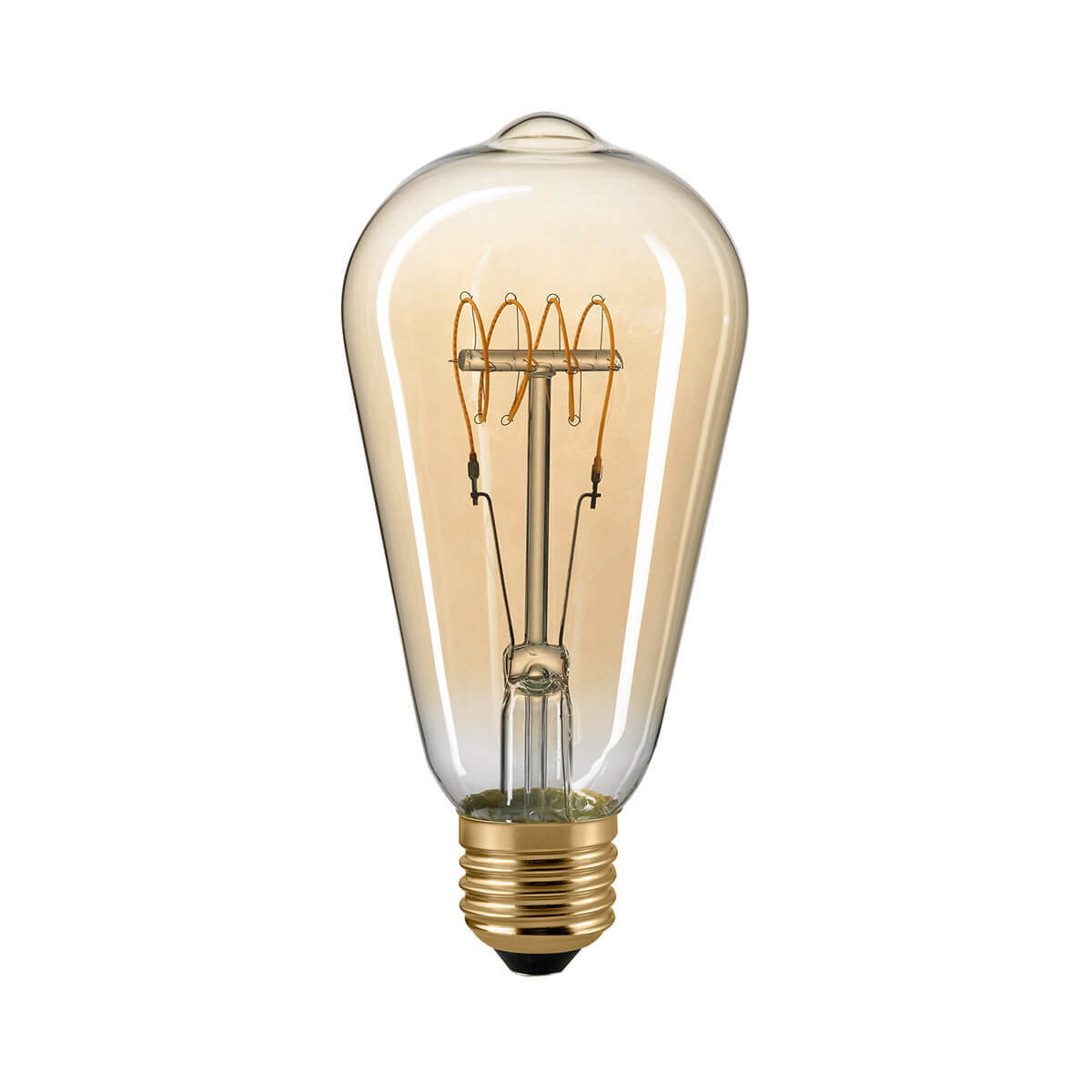 LED Filament Edison Lampe Slim Curved E27 Gold, 5,5 W, 2500 K, dimmbar