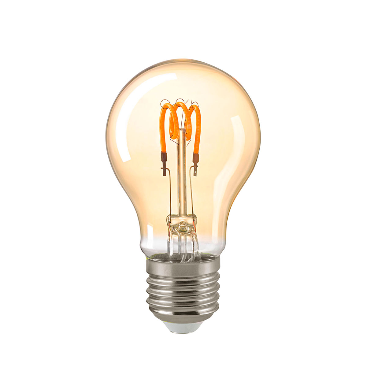 LED Filament Normallampe Curved E27 Gold, 2,5 W, 1800 K, dimmbar