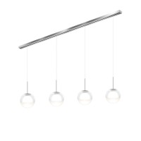 Bruck Blop DUR LV LED OE Pendelleuchte, 4-flg., Baldachin: Chrom matt, Aufhängung: Chrom matt / Glas: klar - mattiert