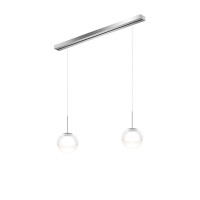 Bruck Blop DUR LV LED OE Pendelleuchte, 2-flg., Baldachin: Chrom matt, Aufhängung: Chrom matt / Glas: klar - mattiert