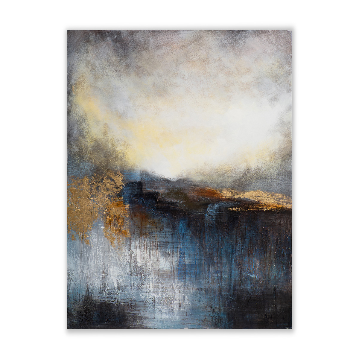 ImageLand Gemälde Abstrakt in Gold und Blau, 120 x 90 cm