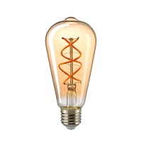 Sompex LED Filament Edison Lampe Rustika Curved E27 Gold, 4,5 W, 1800 K, dimmbar, Ø: 6,4 cm