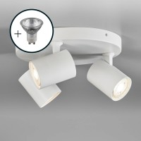 LupiaLicht Cup R LED Deckenstrahler, dimmbar, weiß, inkl. 3 x Civilight LED-Reflektorlampe