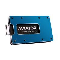 Aviator Wallet Aluminium Galactic Blue Slide Slim Wallet Geldbörse, blau eloxiert (Vorderseite)
