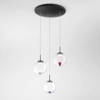 Fabas Luce Ariel LED Pendelleuchte, 3-flg., je Ø: 15 cm, mit 3 Motiven