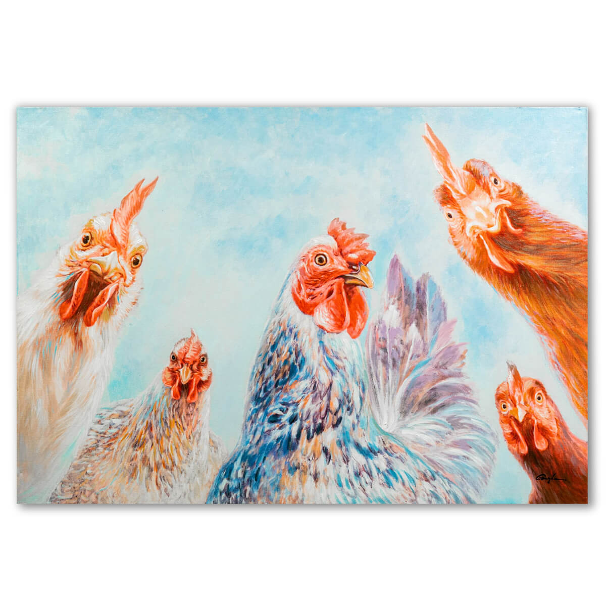 L.C. Wholesaler Ölbild Bunte Hühnerschar, 70 x 100 cm